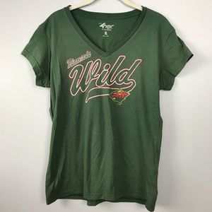 Minnesota Wild Hockey logo green tee shirt